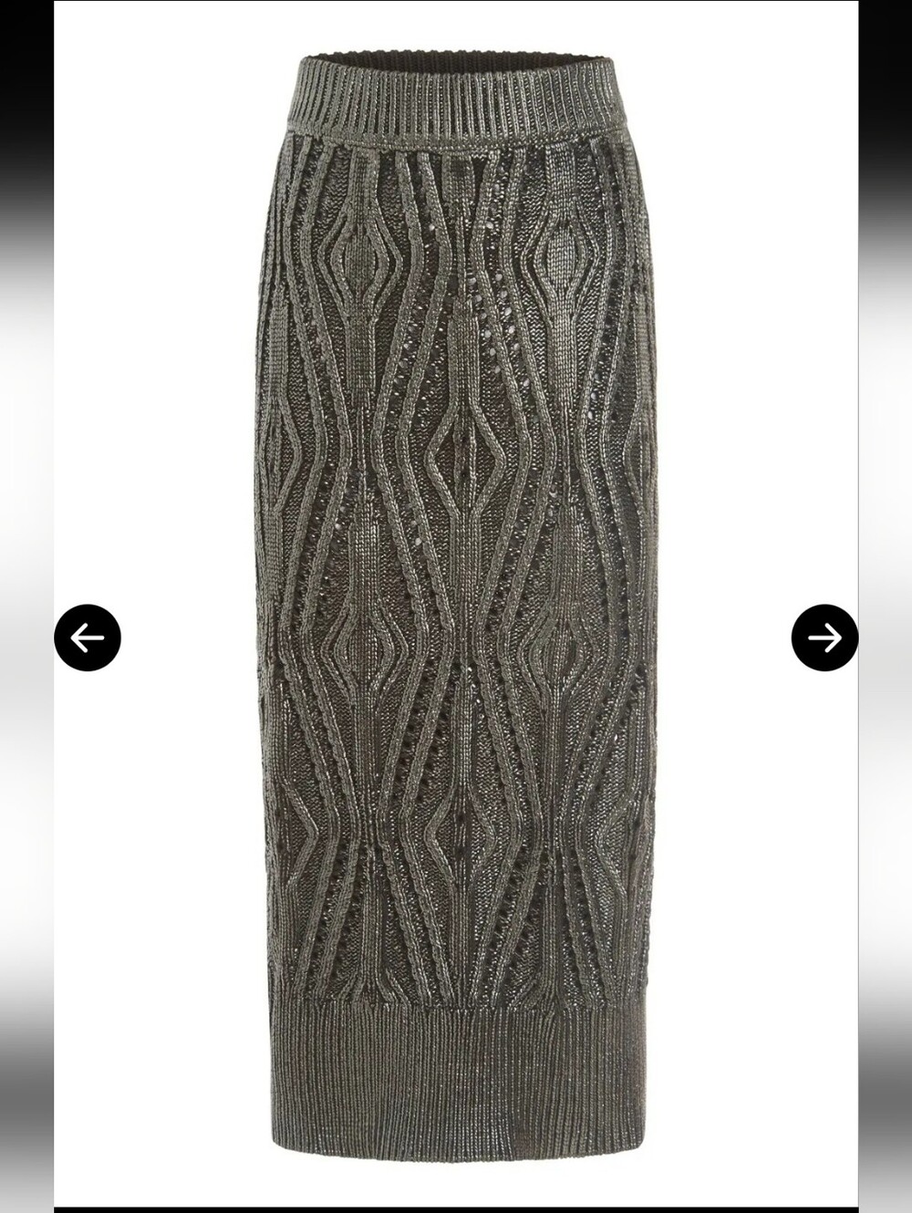 New 🆕 MARIE OLIVE Metallic Regina Skirt In Evergreen, Size L